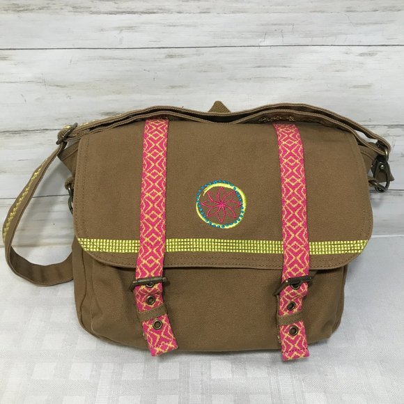 American Girl Doll Leah Clark Brown Canvas Messenger Bag Backpack Brown Canvas - Picture 1 of 16